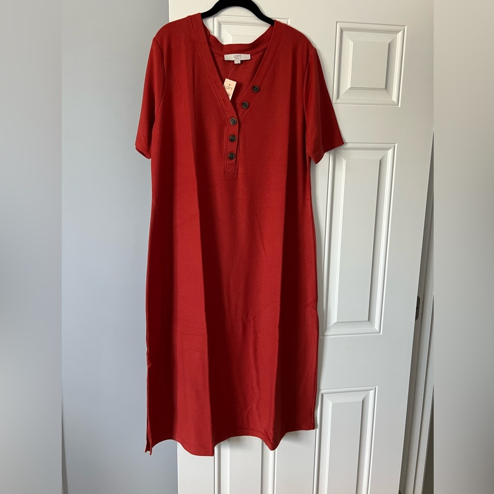 Loft ribbed midi dress NWT